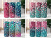 Neon Pink and Turquoise Glitter Tumbler