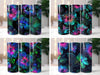 Neon Glowing Hibiscus Tumbler Wrap