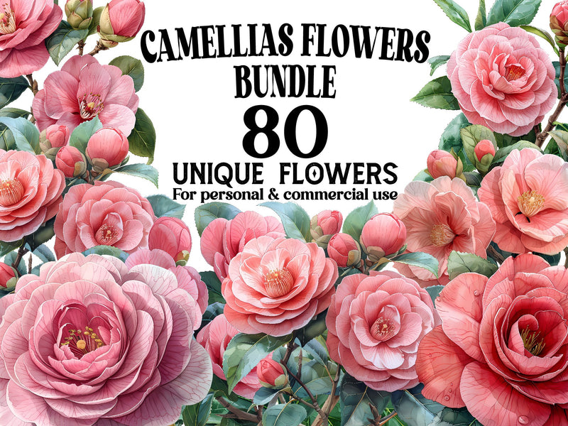 Camellias Flowers Clipart - CraftNest - Digital Crafting and Art