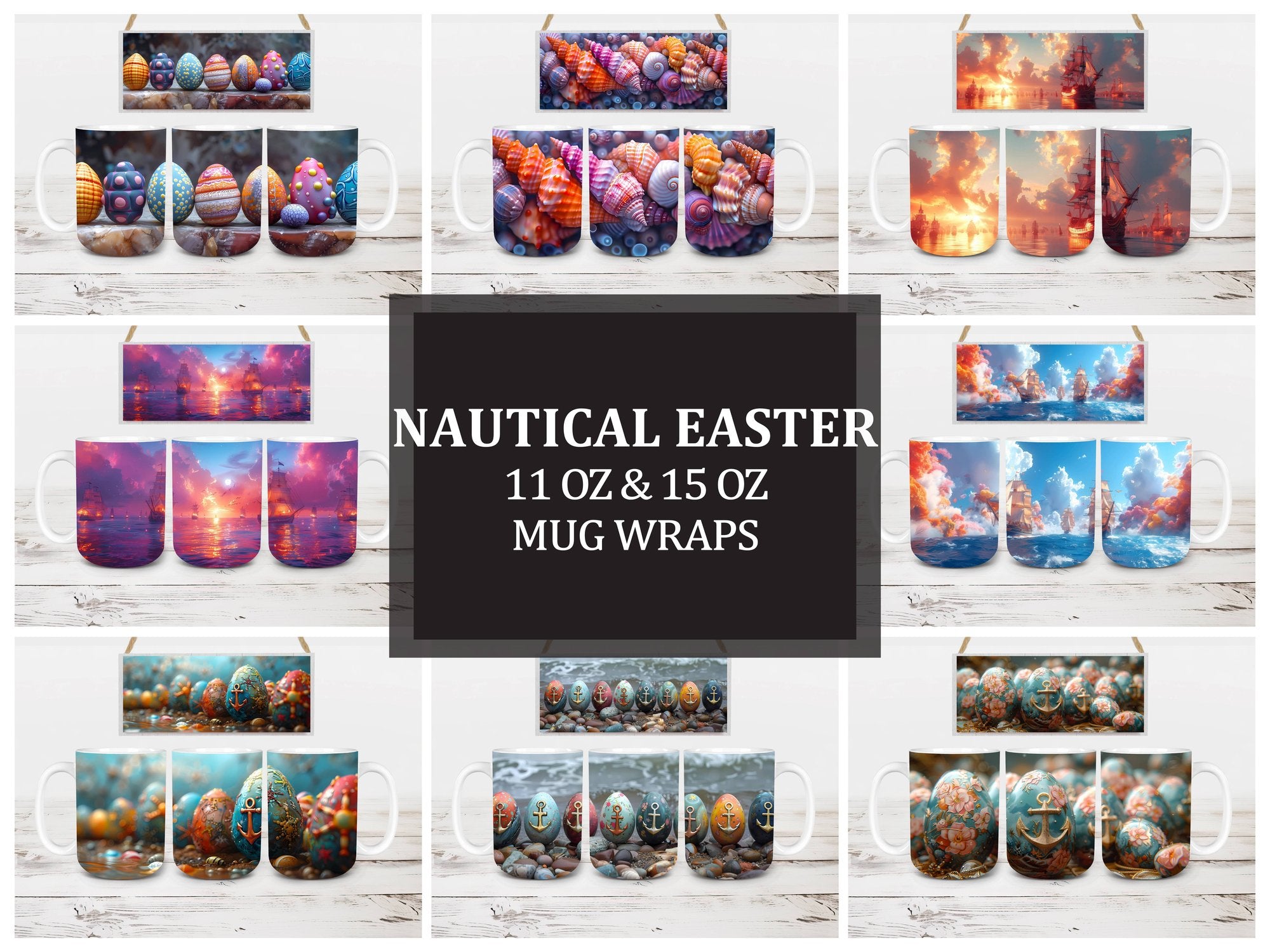 Nautical Easter 4 Mug Wrap - CraftNest