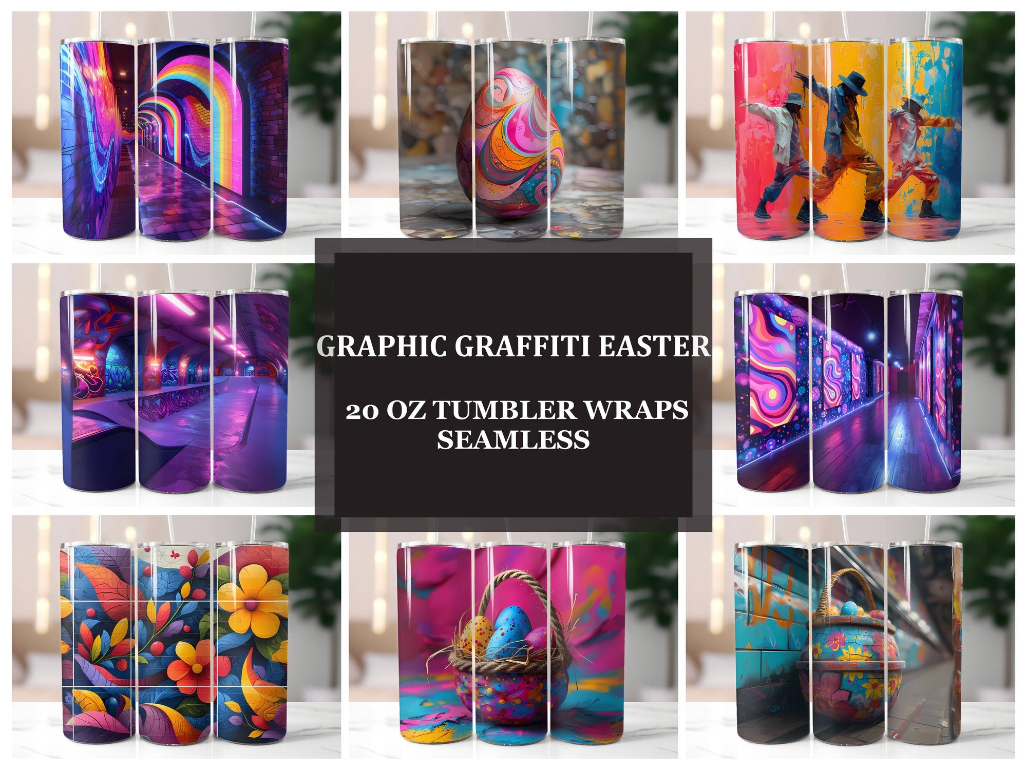 Graphic Graffiti Easter 5 Tumbler Wrap - CraftNest