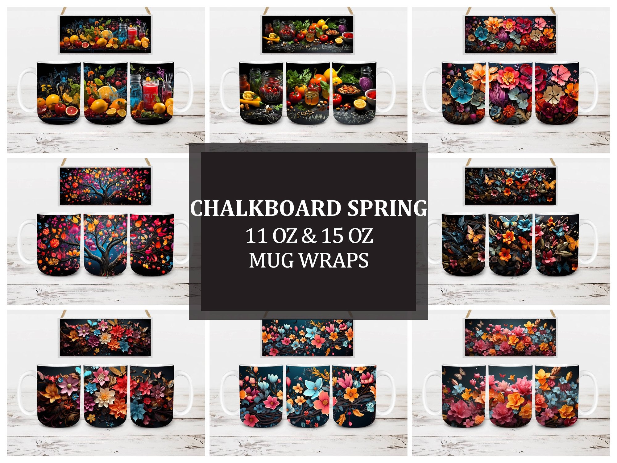 Chalkboard Spring 2 Mug Wrap - CraftNest