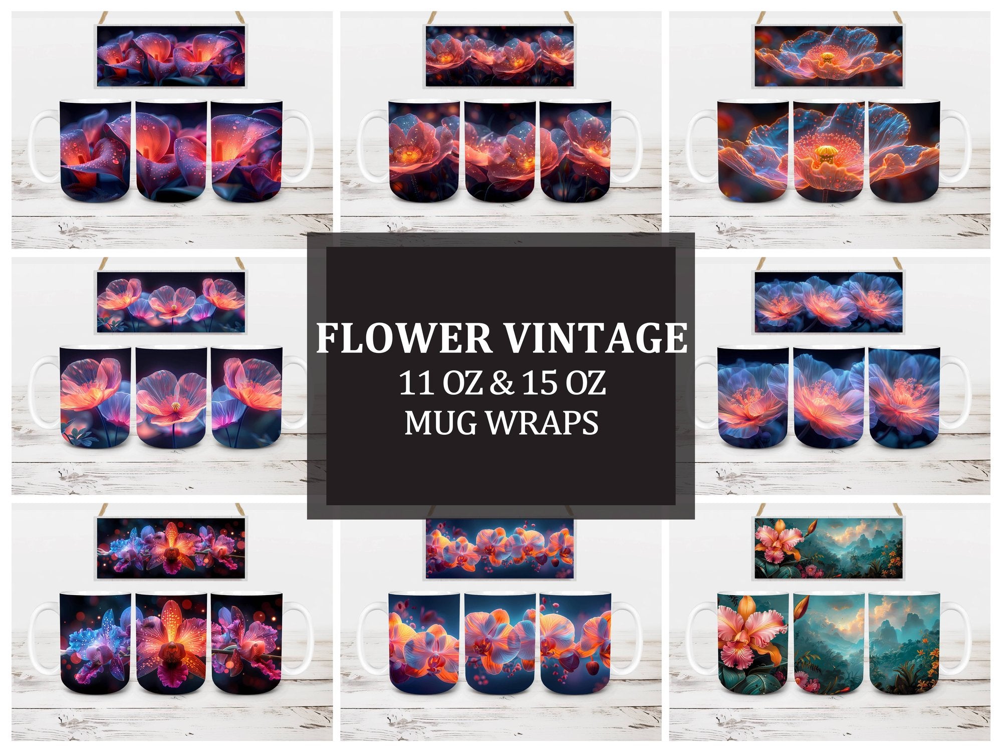 Flower Vintage 6 Mug Wrap - CraftNest