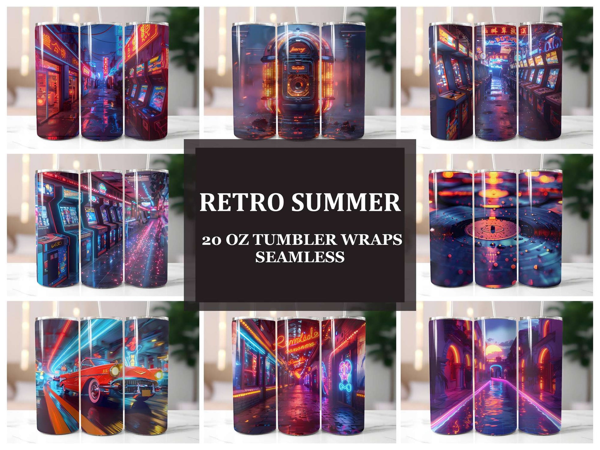 Retro Summer 4 Tumbler Wrap - CraftNest - Digital Crafting and Art