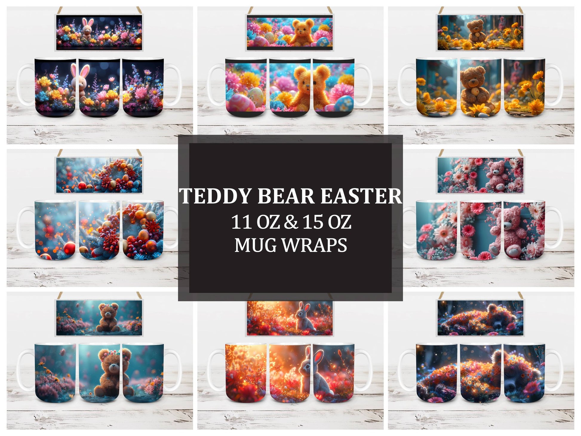 Teddy Bear Easter 3 Mug Wrap - CraftNest
