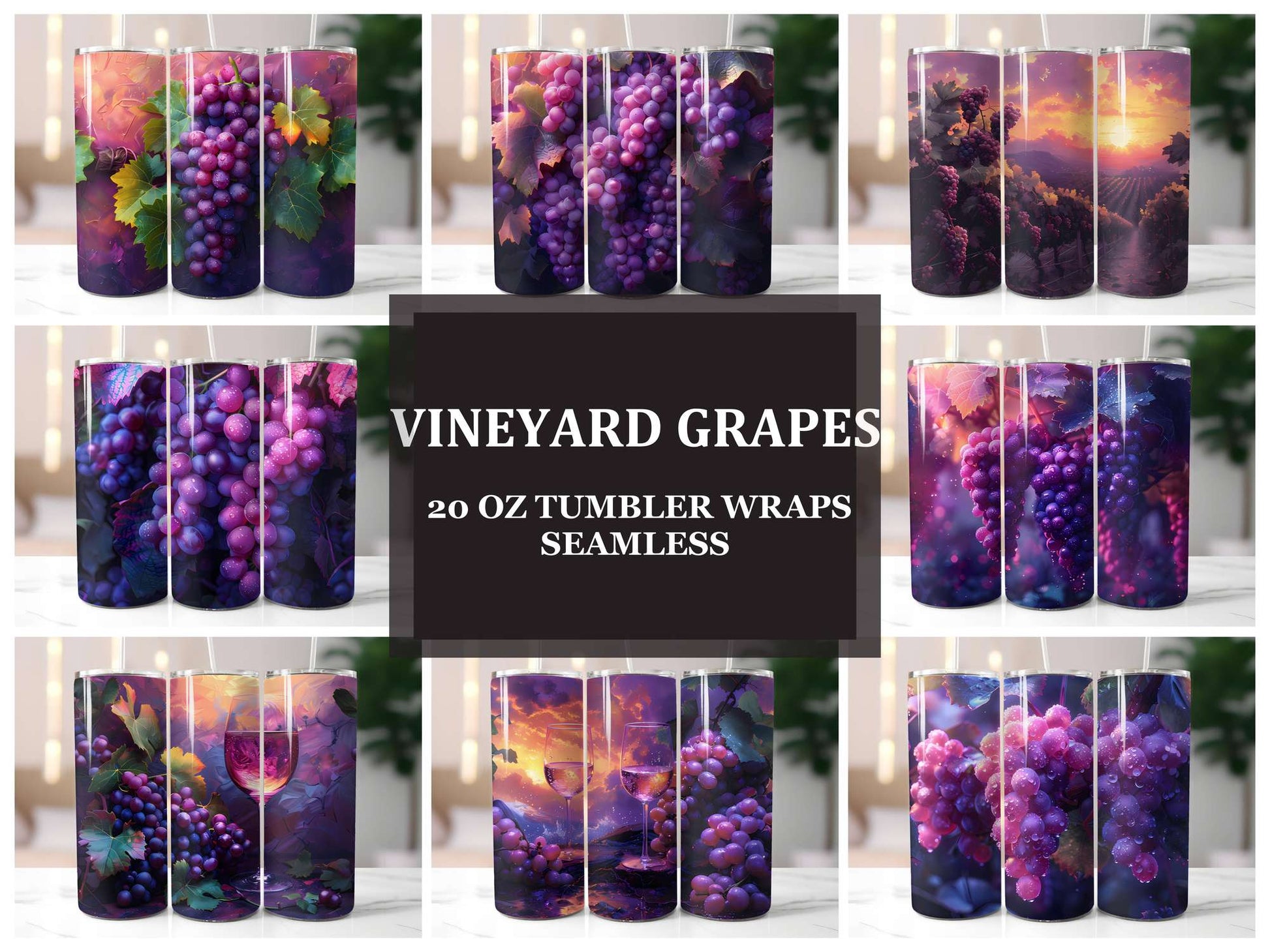 Vineyard Grapes 7 Tumbler Wrap - CraftNest - Digital Crafting and Art