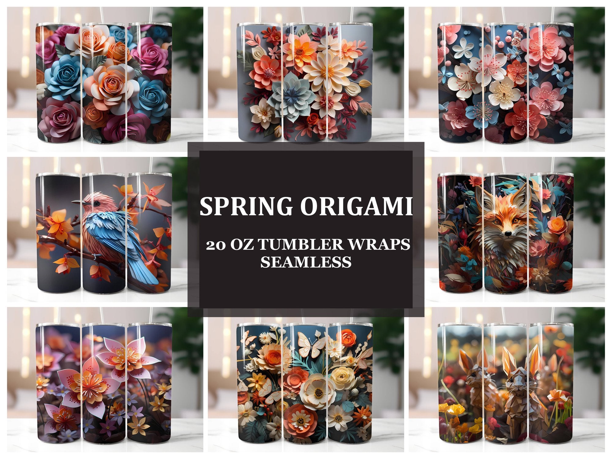 Spring Origami 8 Tumbler Wrap - CraftNest