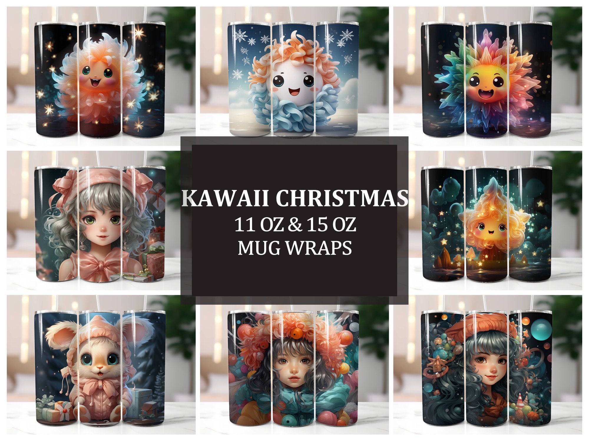 Kawaii Christmas Tumbler Wrap - CraftNest