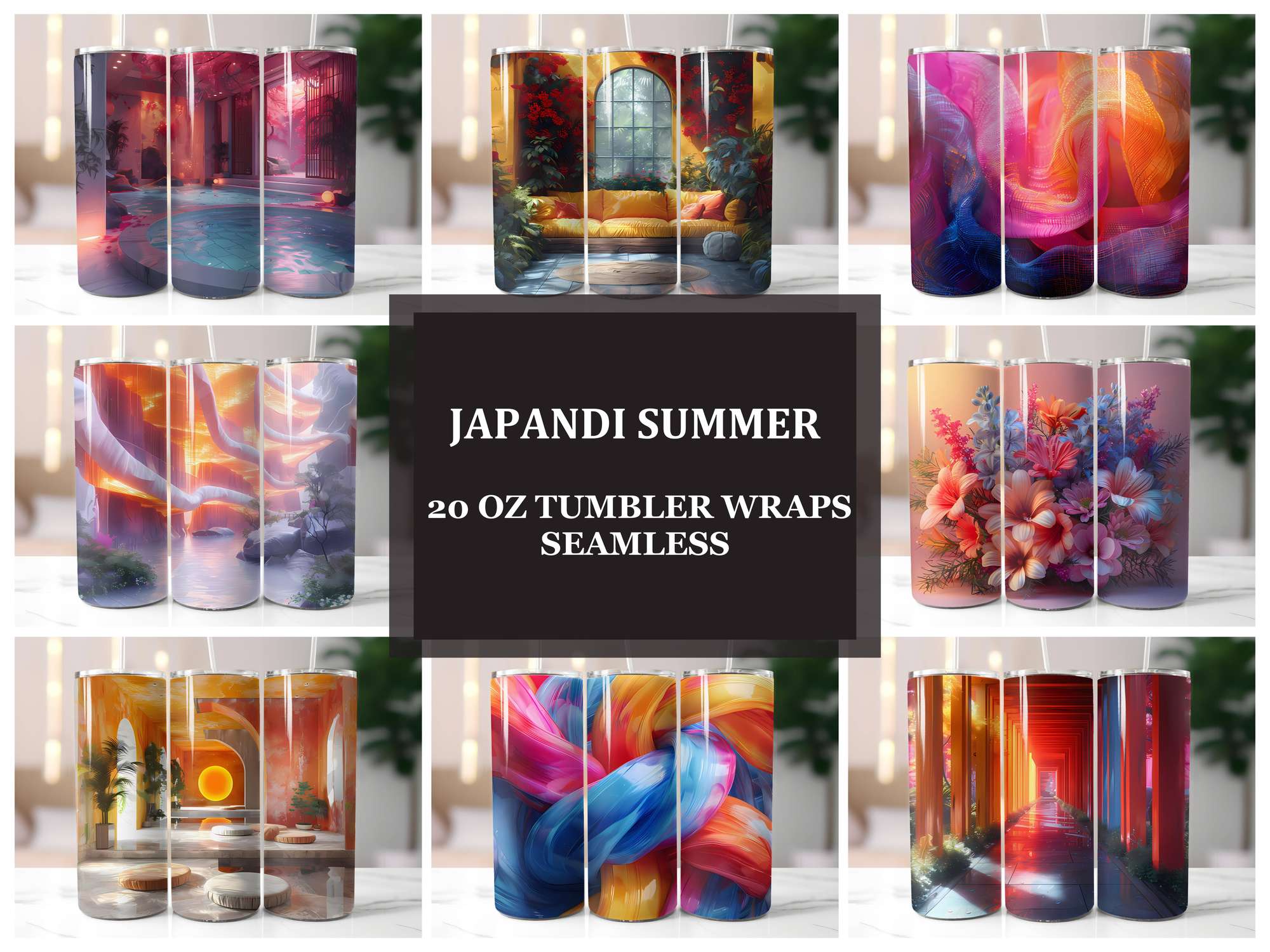 Japandi Summer 4 Tumbler Wrap - CraftNest - Digital Crafting and Art