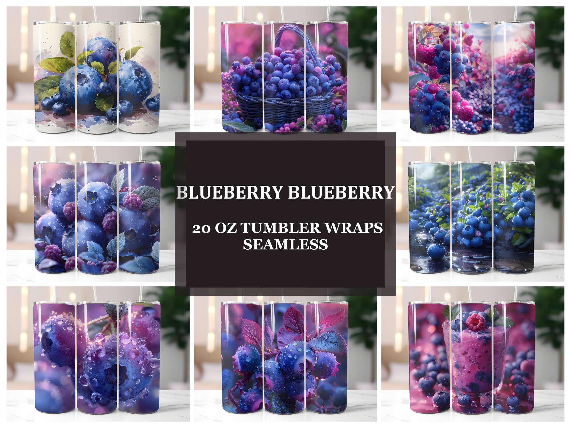 Blueberry 2 Tumbler Wrap - CraftNest - Digital Crafting and Art