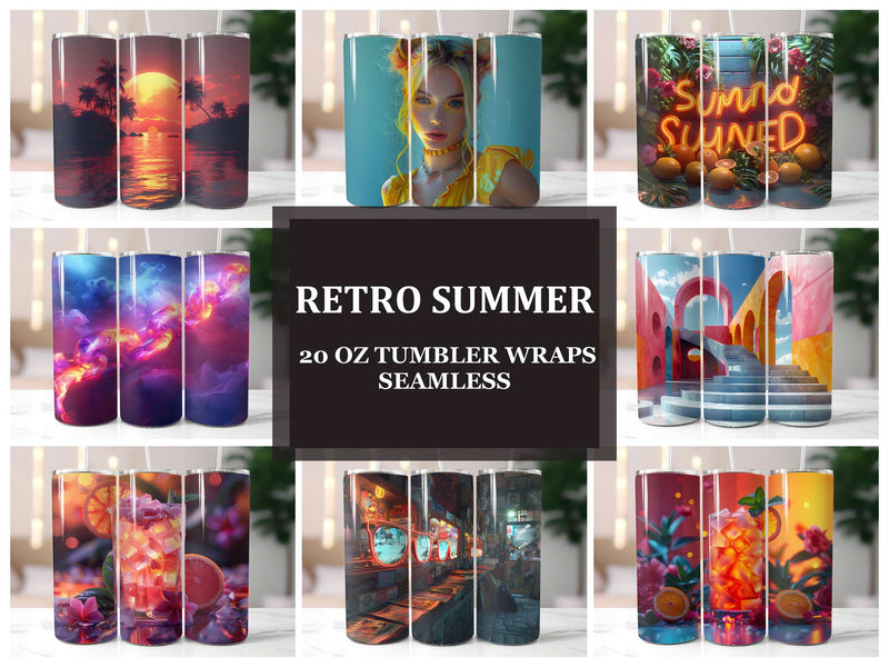 Retro Summer 3 Tumbler Wrap - CraftNest - Digital Crafting and Art