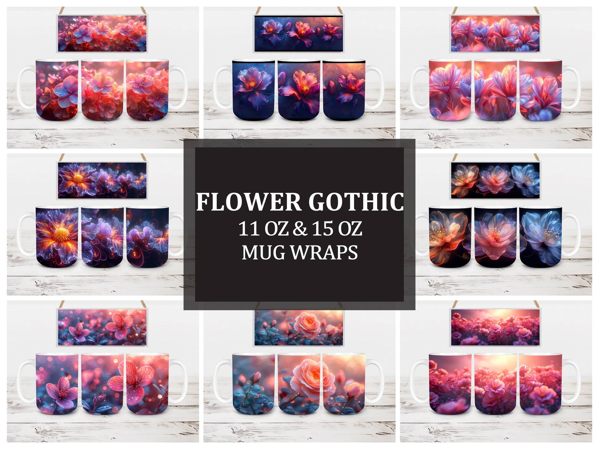 Flower Gothic 4 Mug Wrap - CraftNest