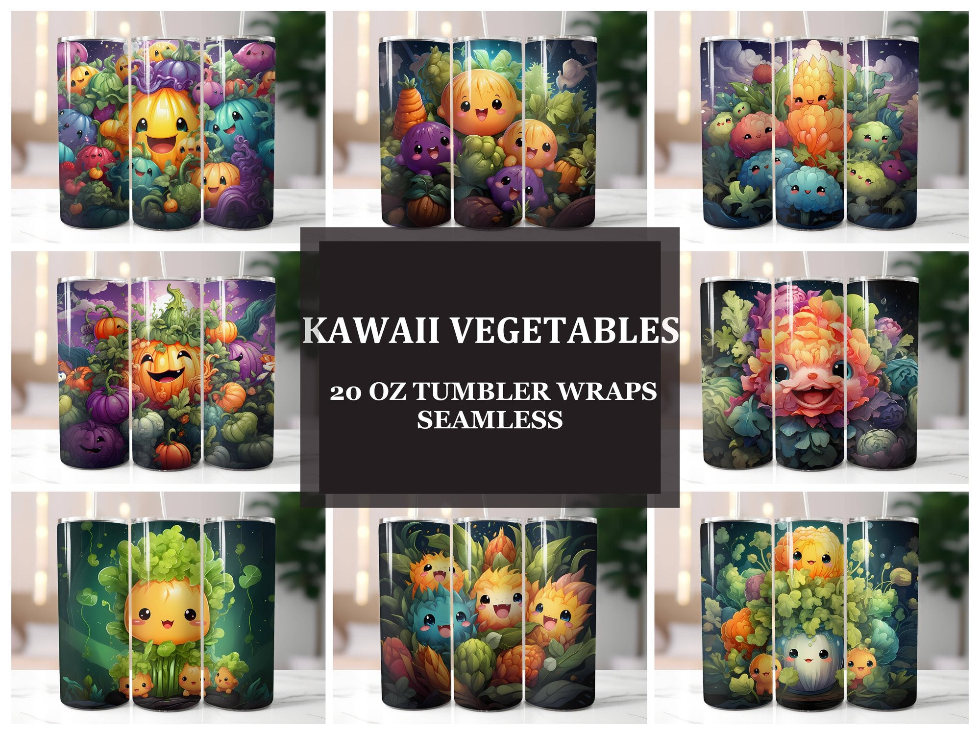 Kawaii Vegetables 4 Tumbler Wrap - CraftNest