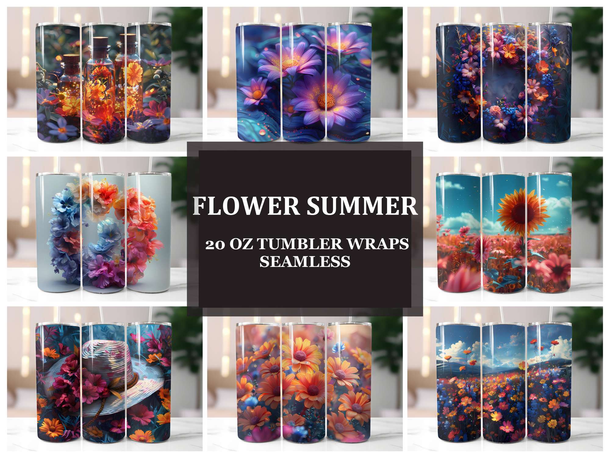 Flower Summer 4 Tumbler Wrap - CraftNest - Digital Crafting and Art