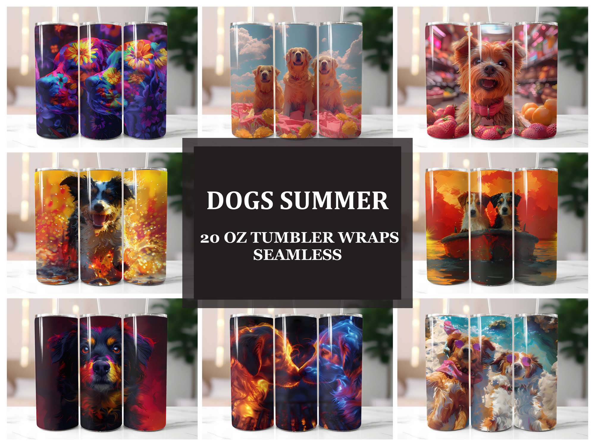 Dogs Summer 4 Tumbler Wrap - CraftNest - Digital Crafting and Art