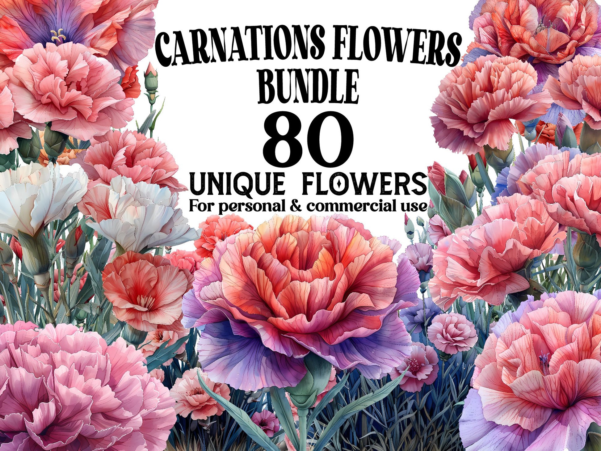 Carnations Flowers Clipart - CraftNest - Digital Crafting and Art