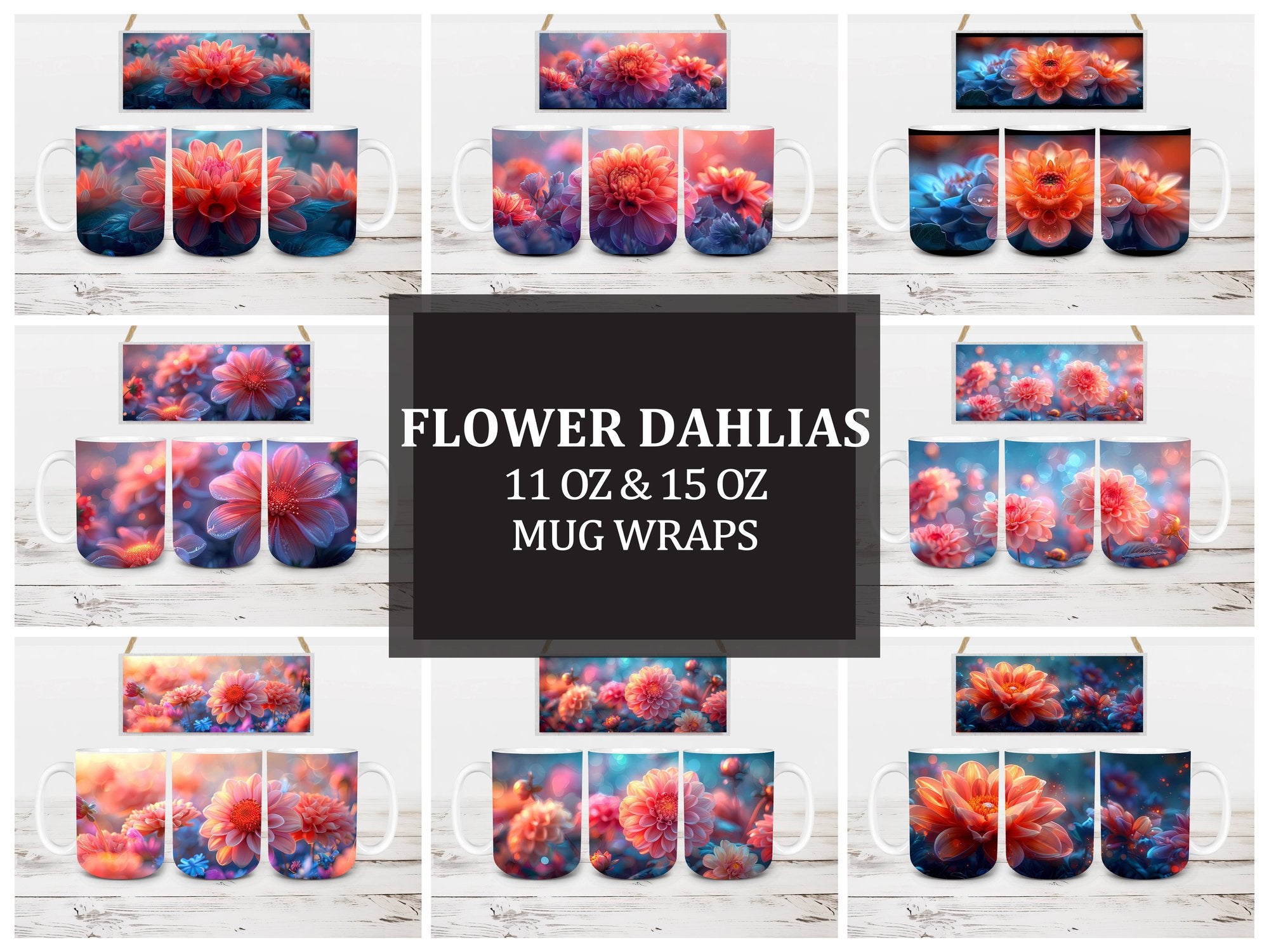 Flower Dahlias 8 Mug Wrap - CraftNest