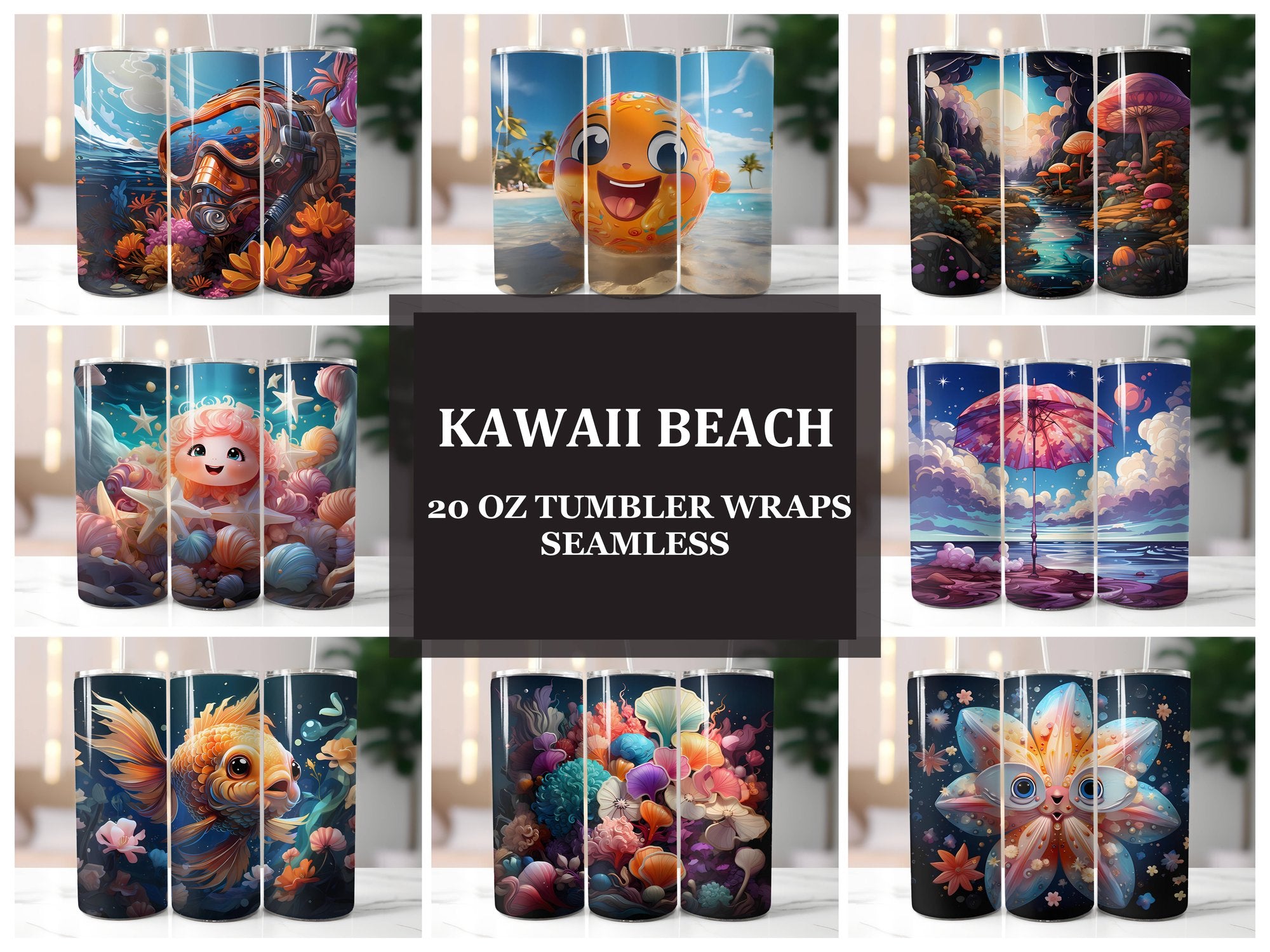 Kawaii Beach 1 Tumbler Wrap - CraftNest