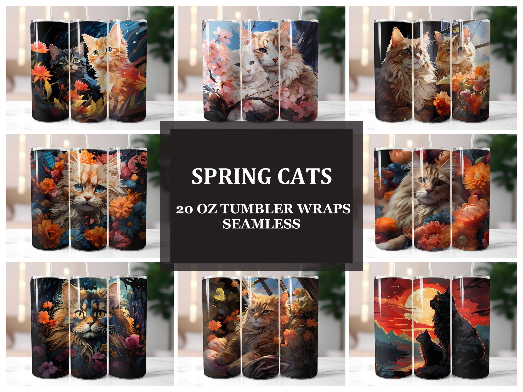 Spring Cats 6 Tumbler Wrap - CraftNest