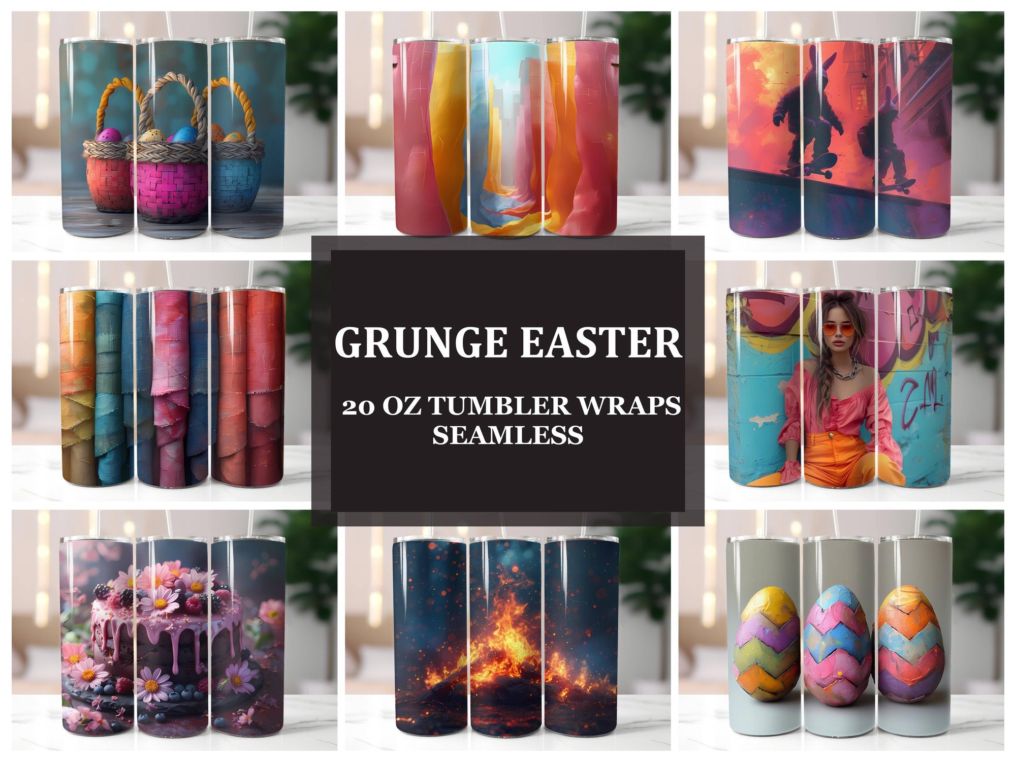 Grunge Easter 2 Tumbler Wrap - CraftNest