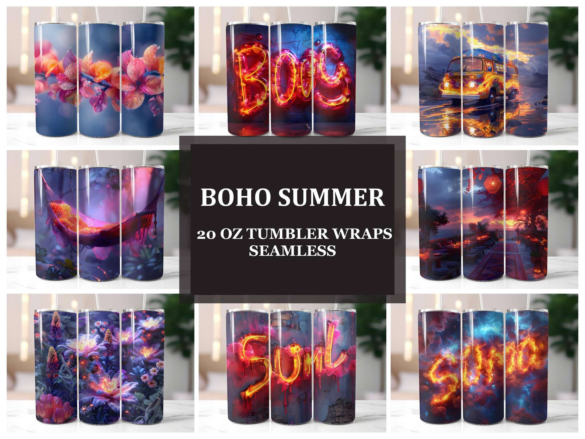 Boho Summer 2 Tumbler Wrap - CraftNest - Digital Crafting and Art