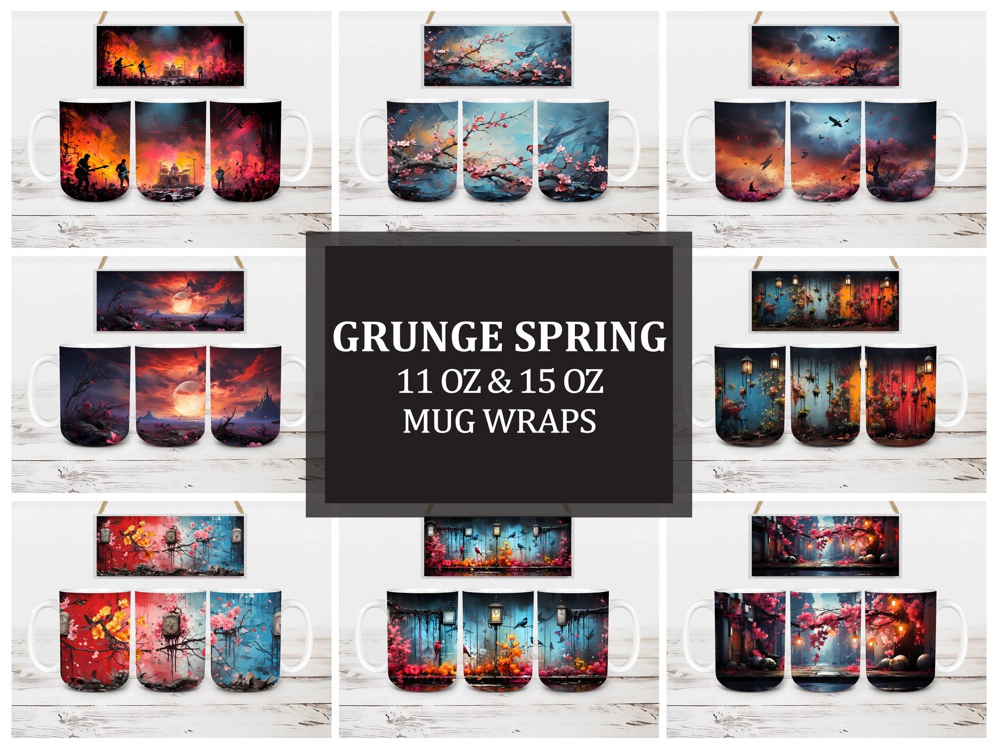 Grunge Spring 8 Mug Wrap - CraftNest