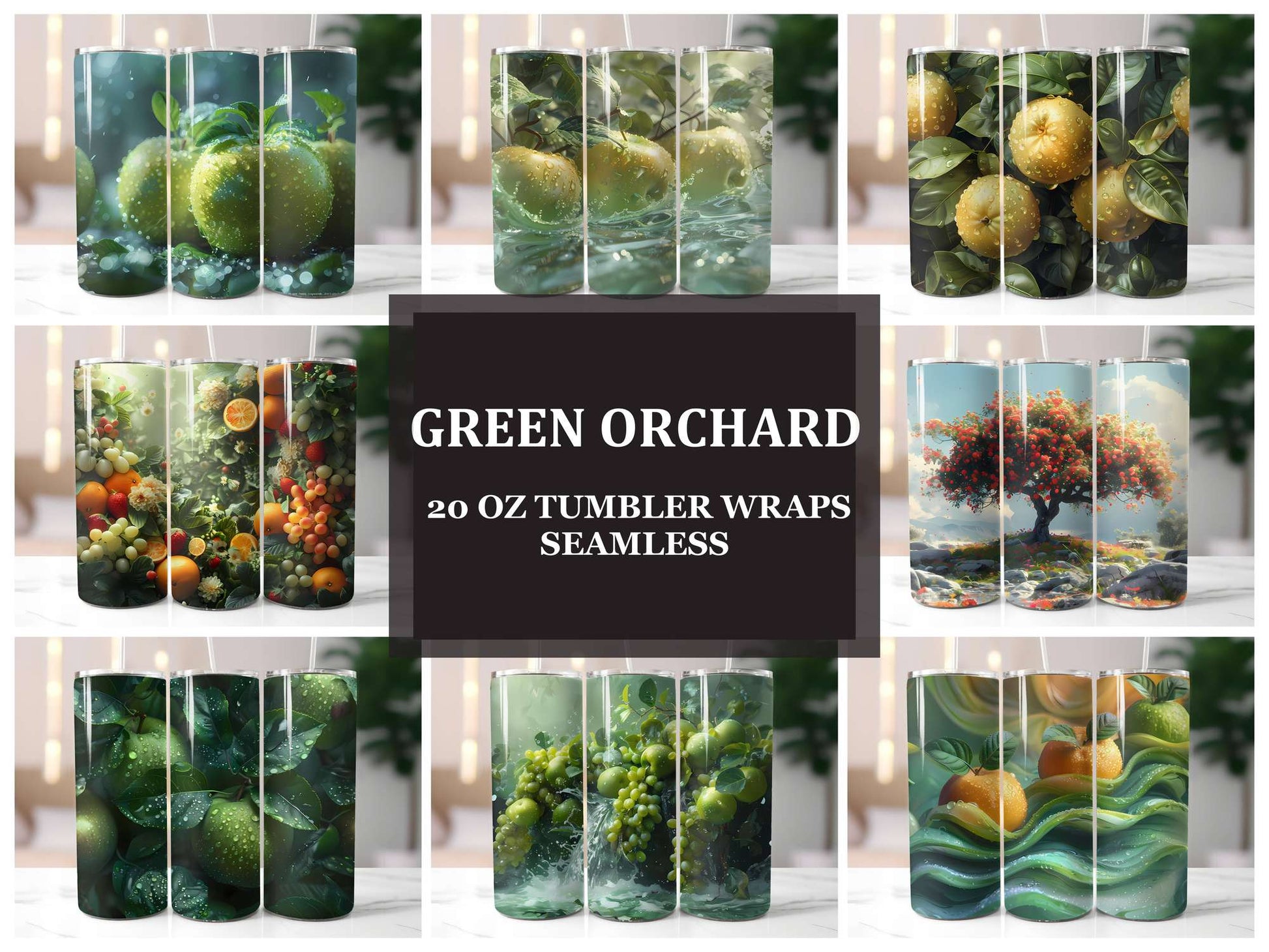 Green Orchard 4 Tumbler Wrap - CraftNest - Digital Crafting and Art