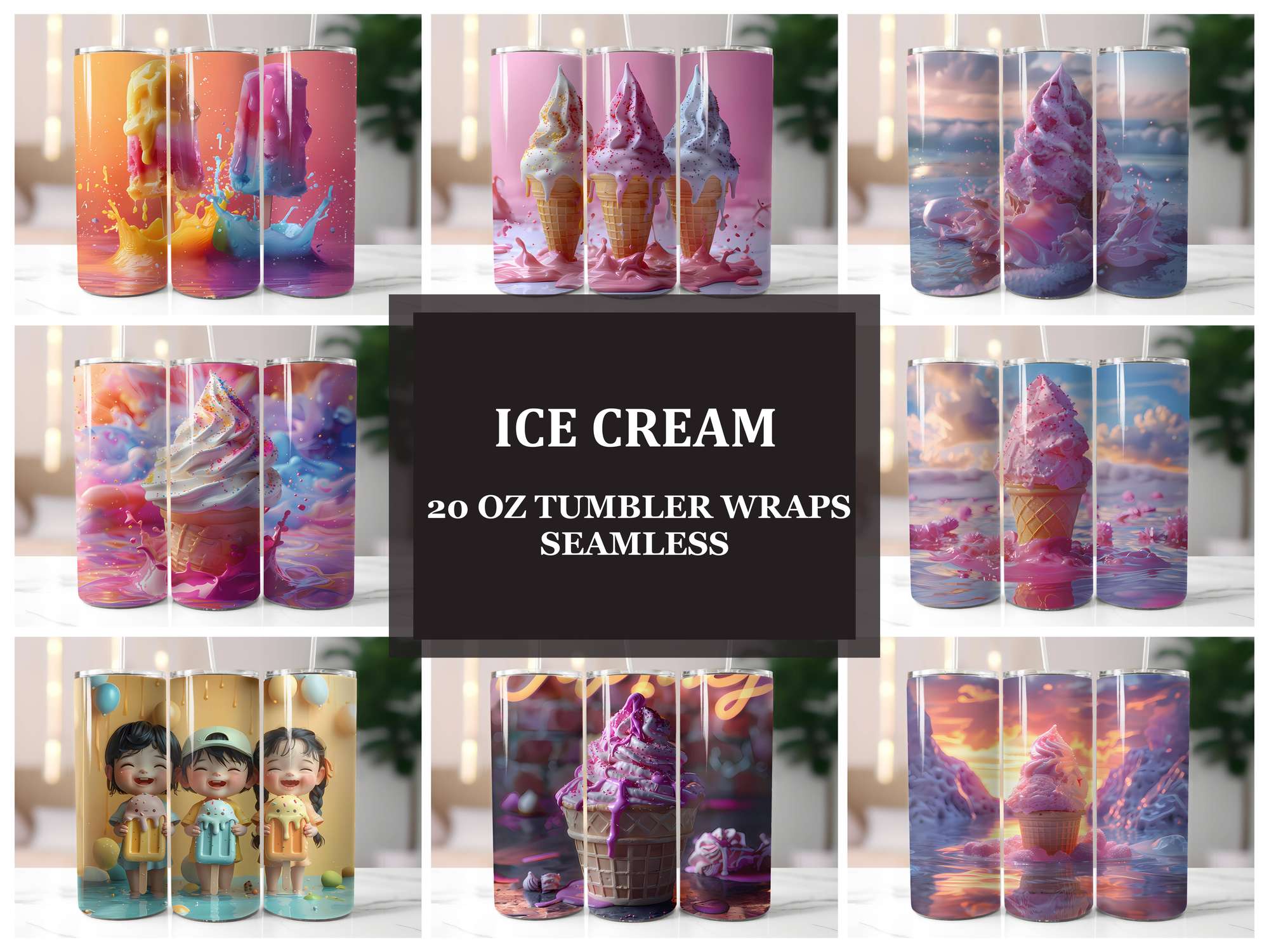 Ice Cream 5 Tumbler Wrap - CraftNest - Digital Crafting and Art