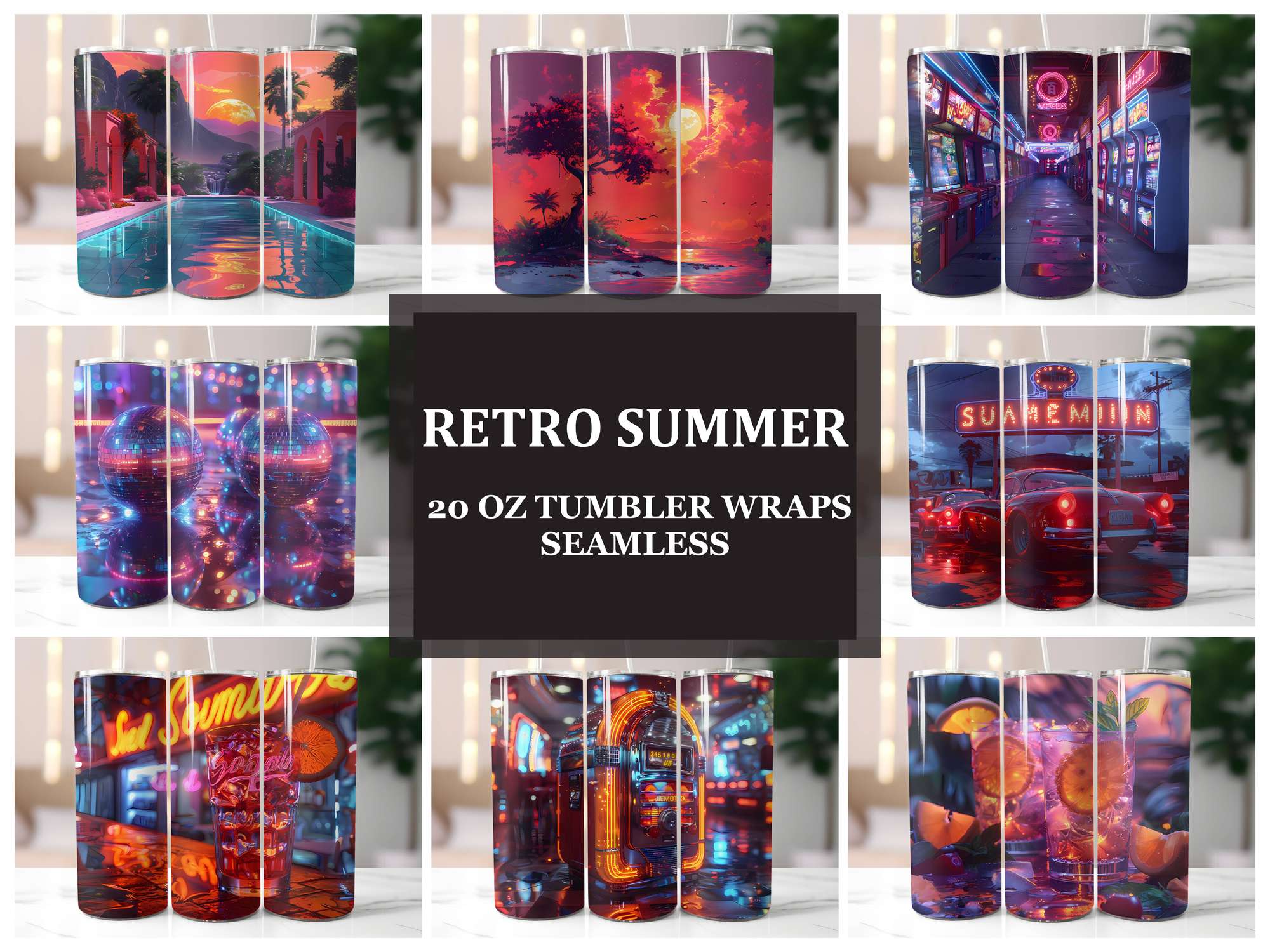 Retro Summer 2 Tumbler Wrap - CraftNest - Digital Crafting and Art