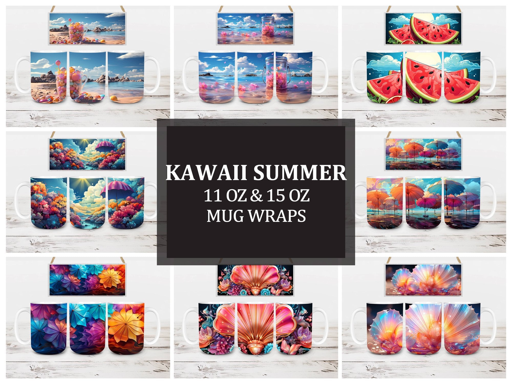 Kawaii Summer 2 Mug Wrap - CraftNest