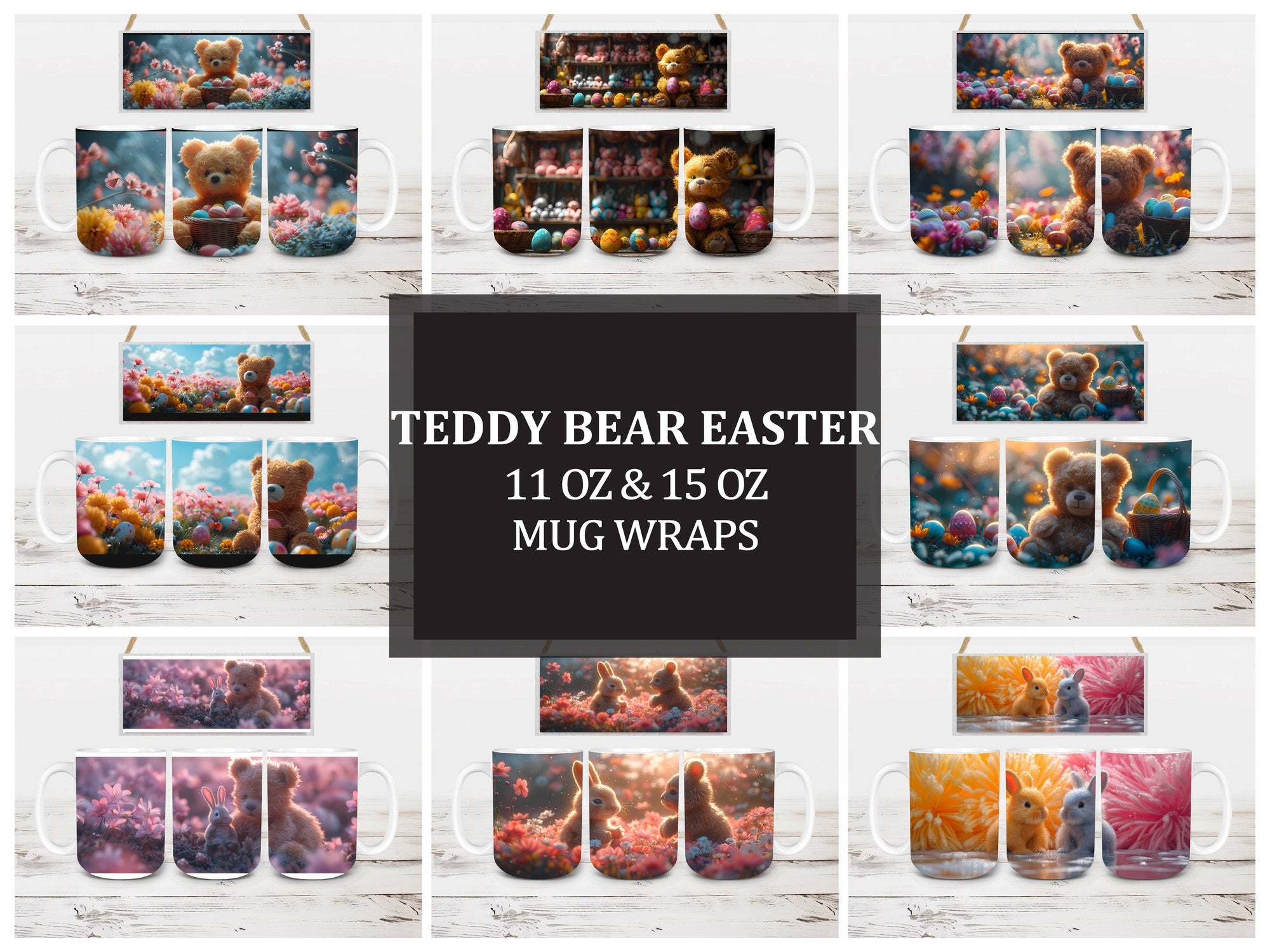 Teddy Bear Easter 4 Mug Wrap - CraftNest