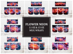 Flower Neon 1 Mug Wrap - CraftNest