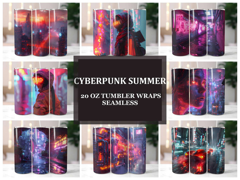 Cyberpunk Summer 5 Tumbler Wrap - CraftNest - Digital Crafting and Art