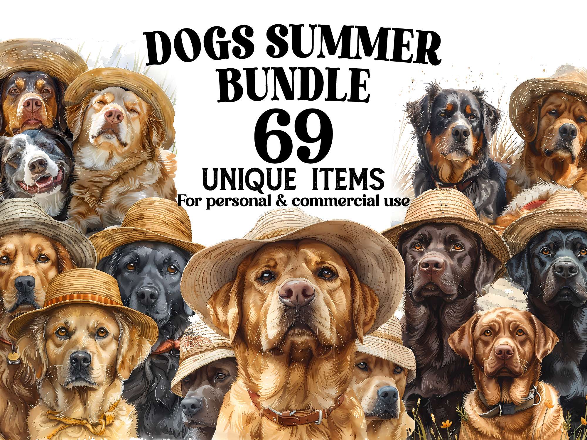 Dogs Summer Clipart - CraftNest - Digital Crafting and Art