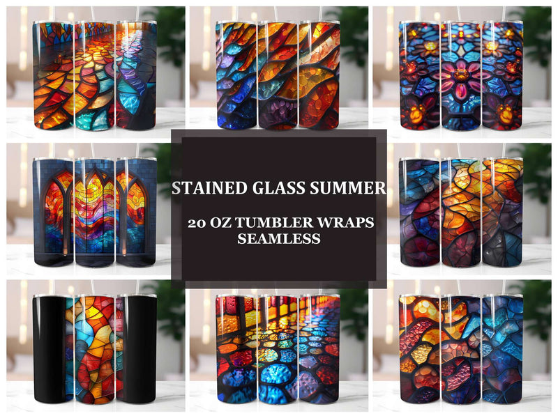 Stained Glass Summer 4 Tumbler Wrap - CraftNest - Digital Crafting and Art