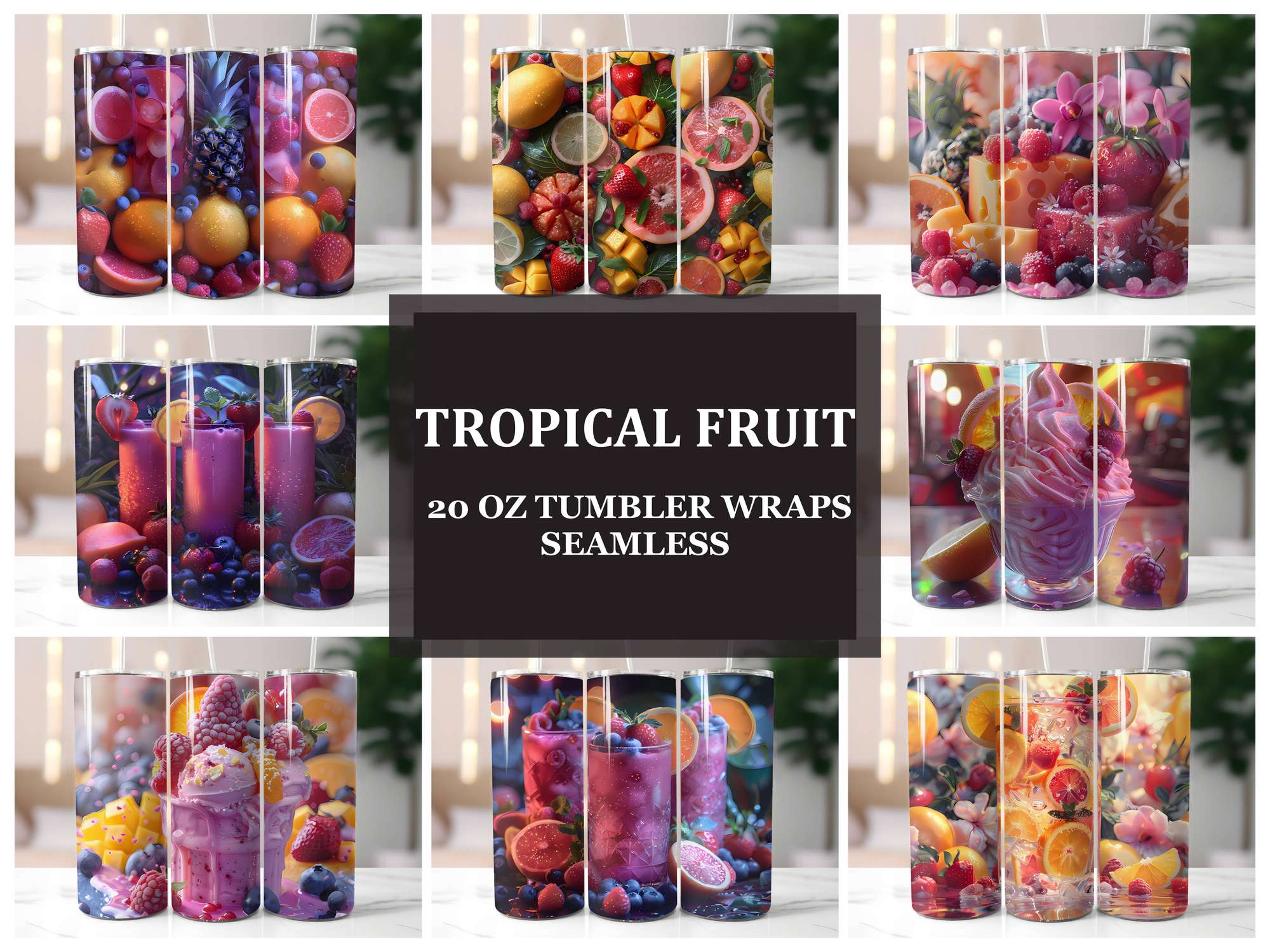 Tropical Fruit 3 Tumbler Wrap - CraftNest - Digital Crafting and Art