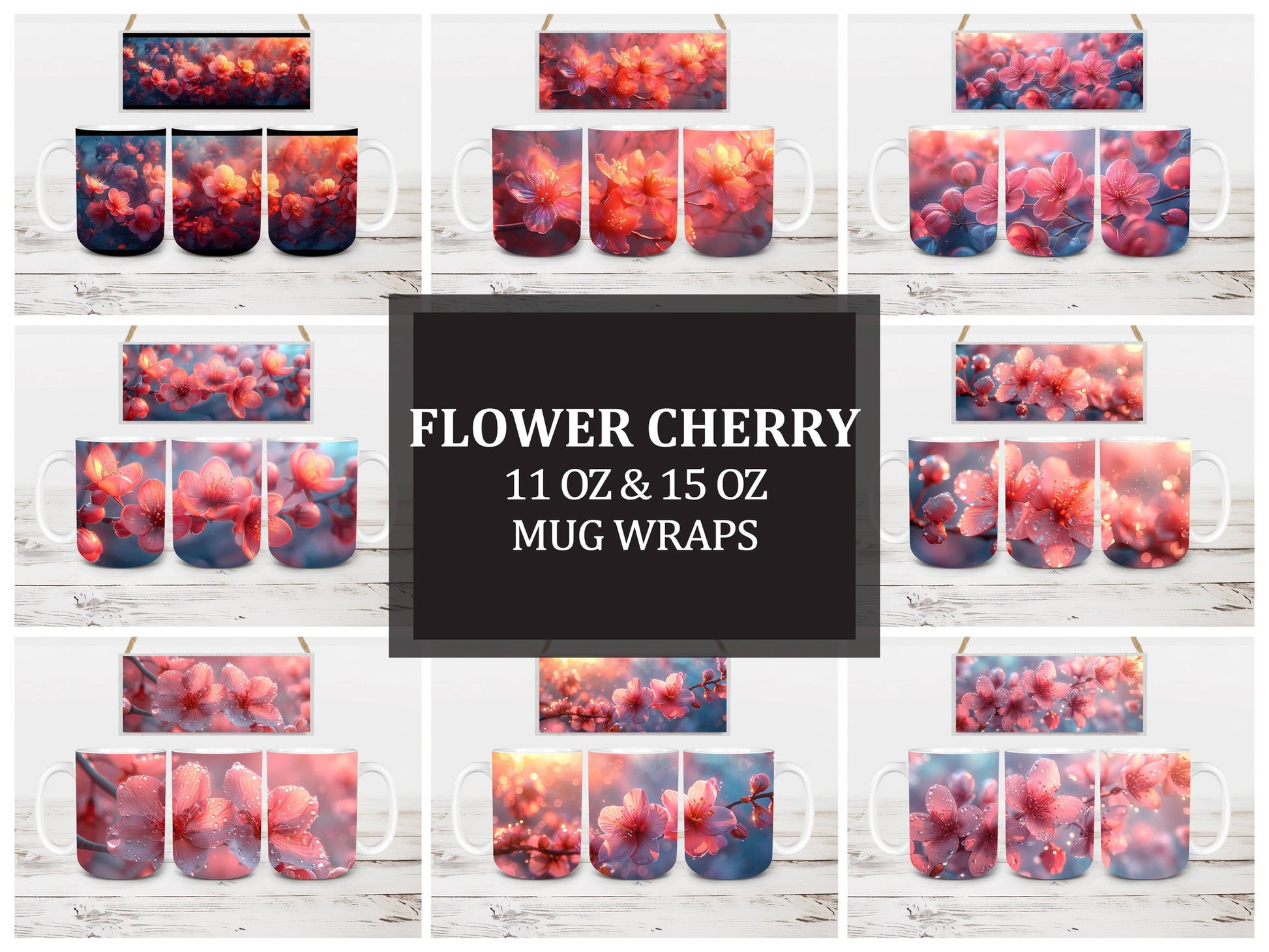 Flower Cherry 5 Mug Wrap - CraftNest