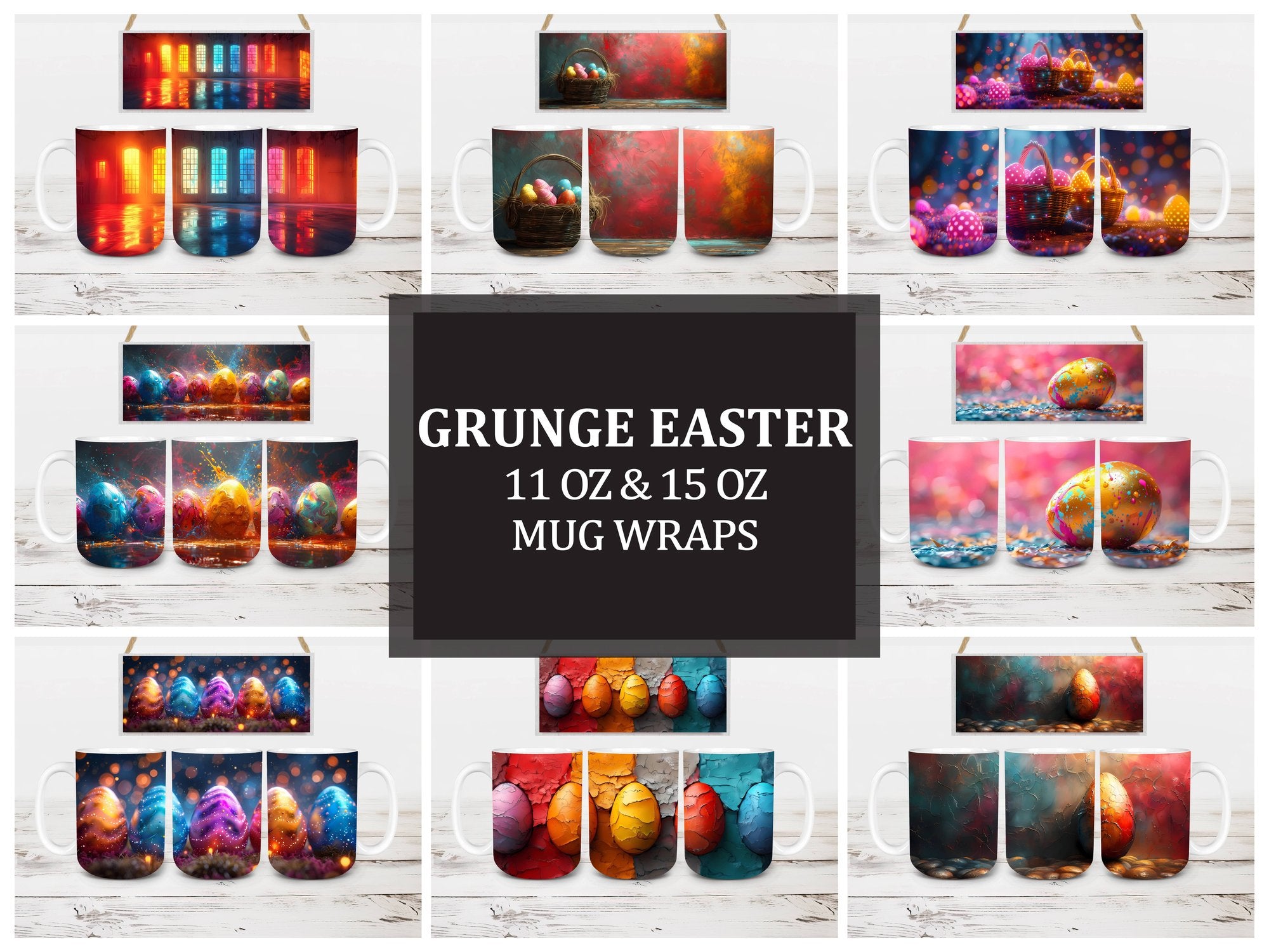 Grunge Easter 1 Mug Wrap - CraftNest