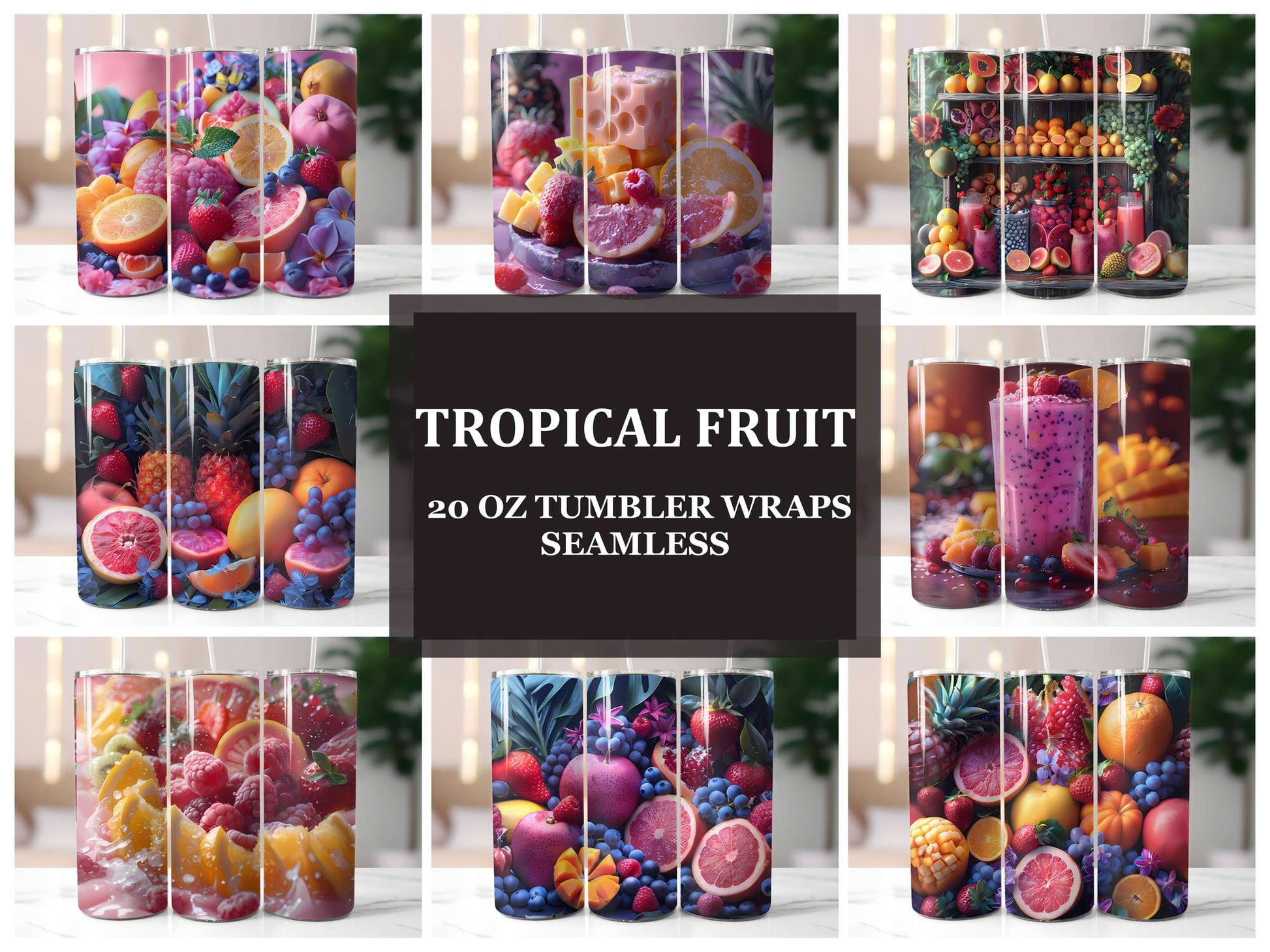 Tropical Fruit 5 Tumbler Wrap - CraftNest - Digital Crafting and Art