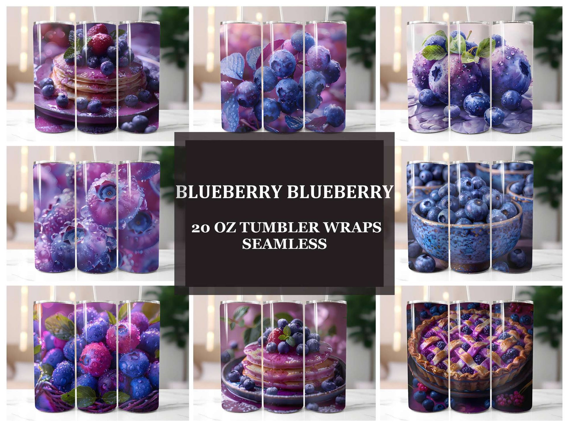 Blueberry 3 Tumbler Wrap - CraftNest - Digital Crafting and Art