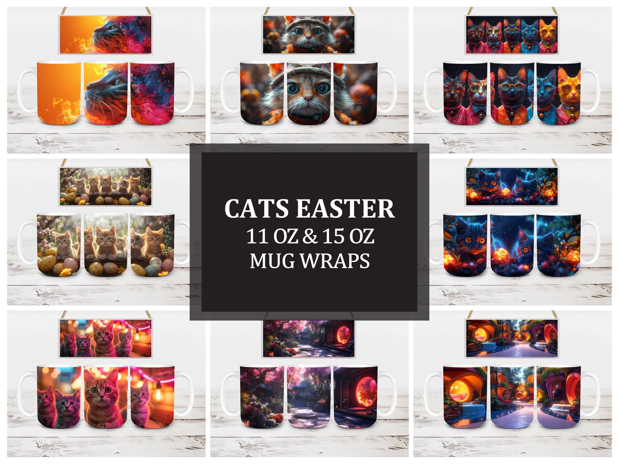 Cats Easter 6 Mug Wrap - CraftNest