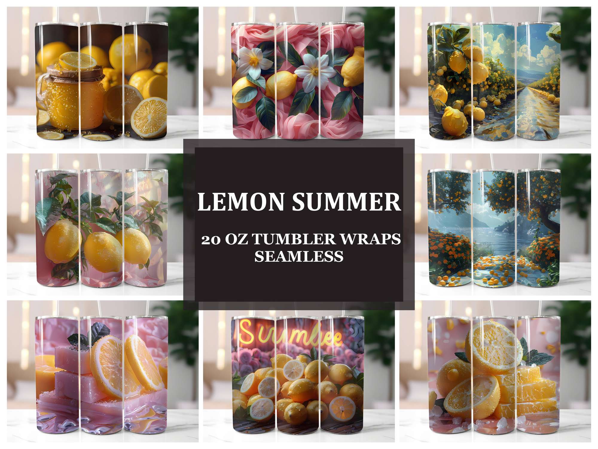 Lemon Summer 2 Tumbler Wrap - CraftNest - Digital Crafting and Art