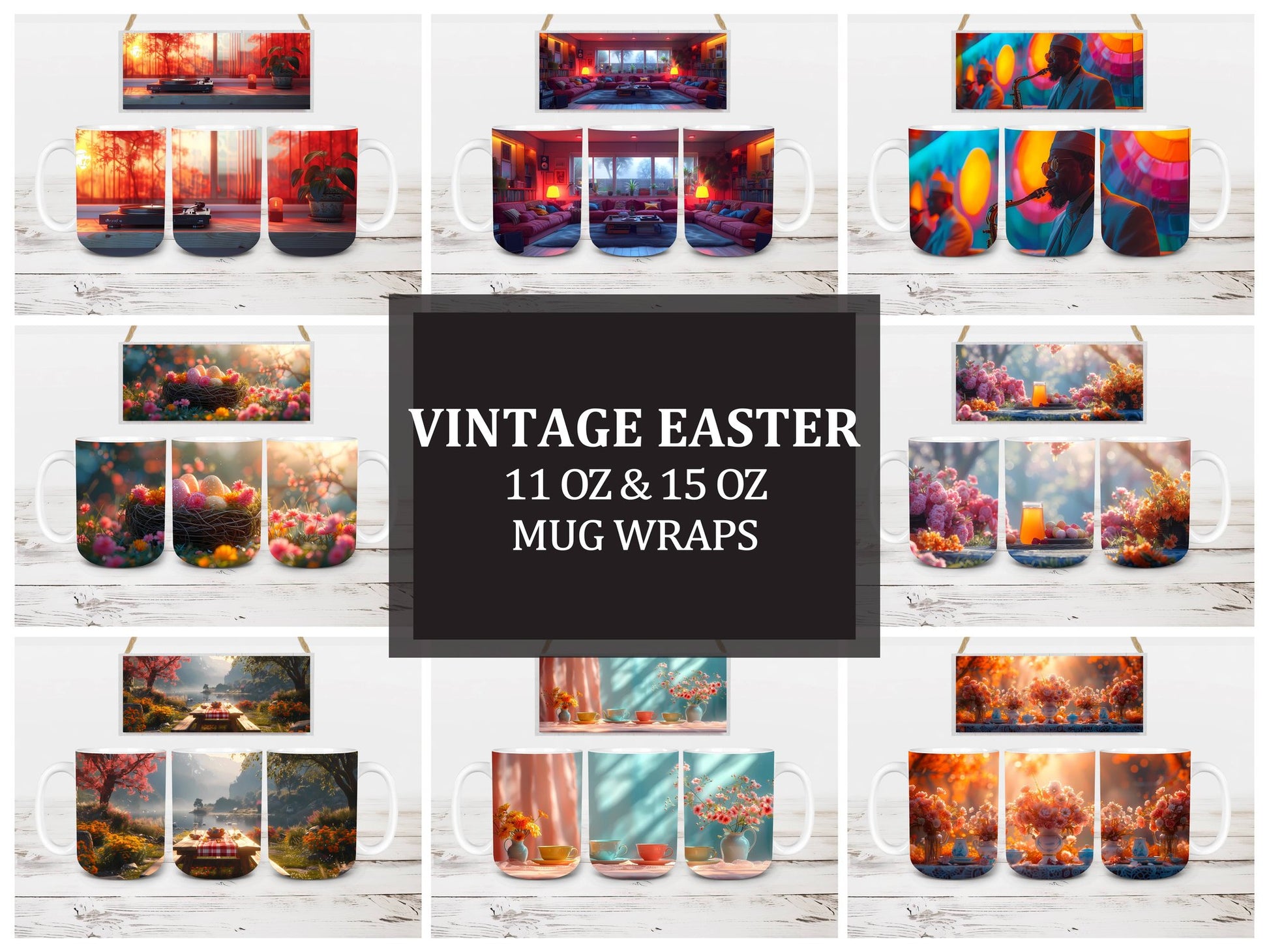 Vintage Easter 3 Mug Wrap - CraftNest