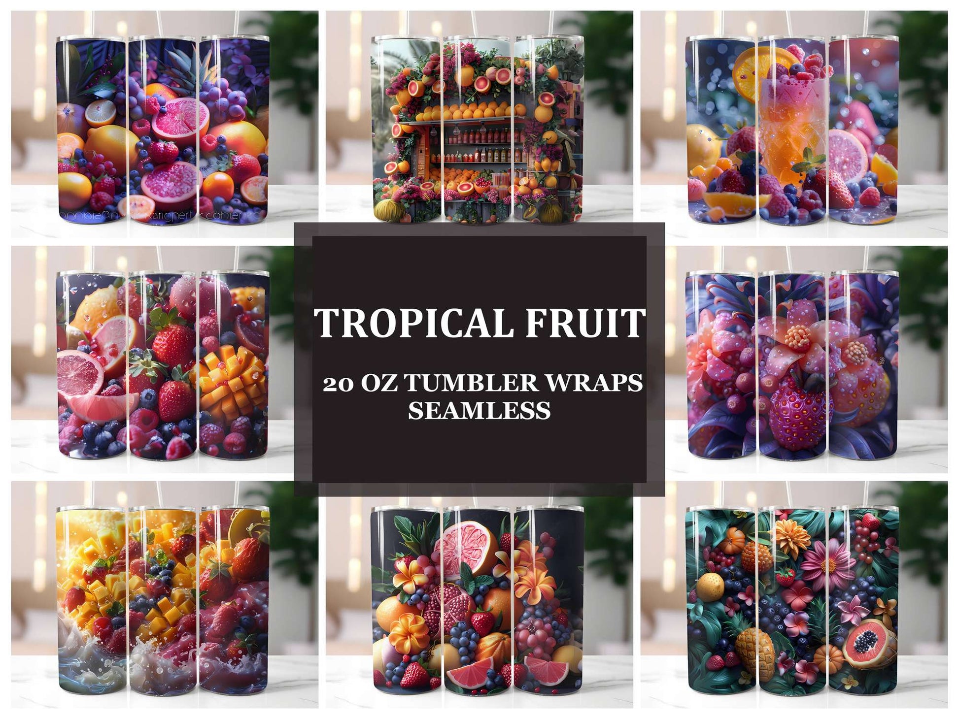 Tropical Fruit 1 Tumbler Wrap - CraftNest - Digital Crafting and Art