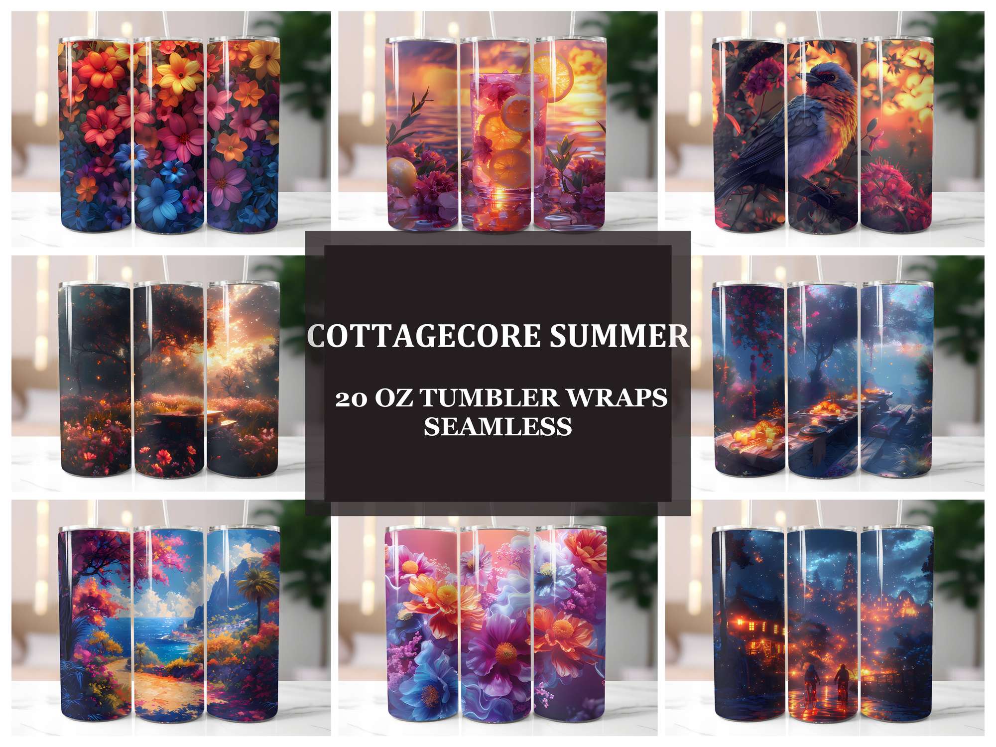 Cottagecore Summer 3 Tumbler Wrap - CraftNest - Digital Crafting and Art