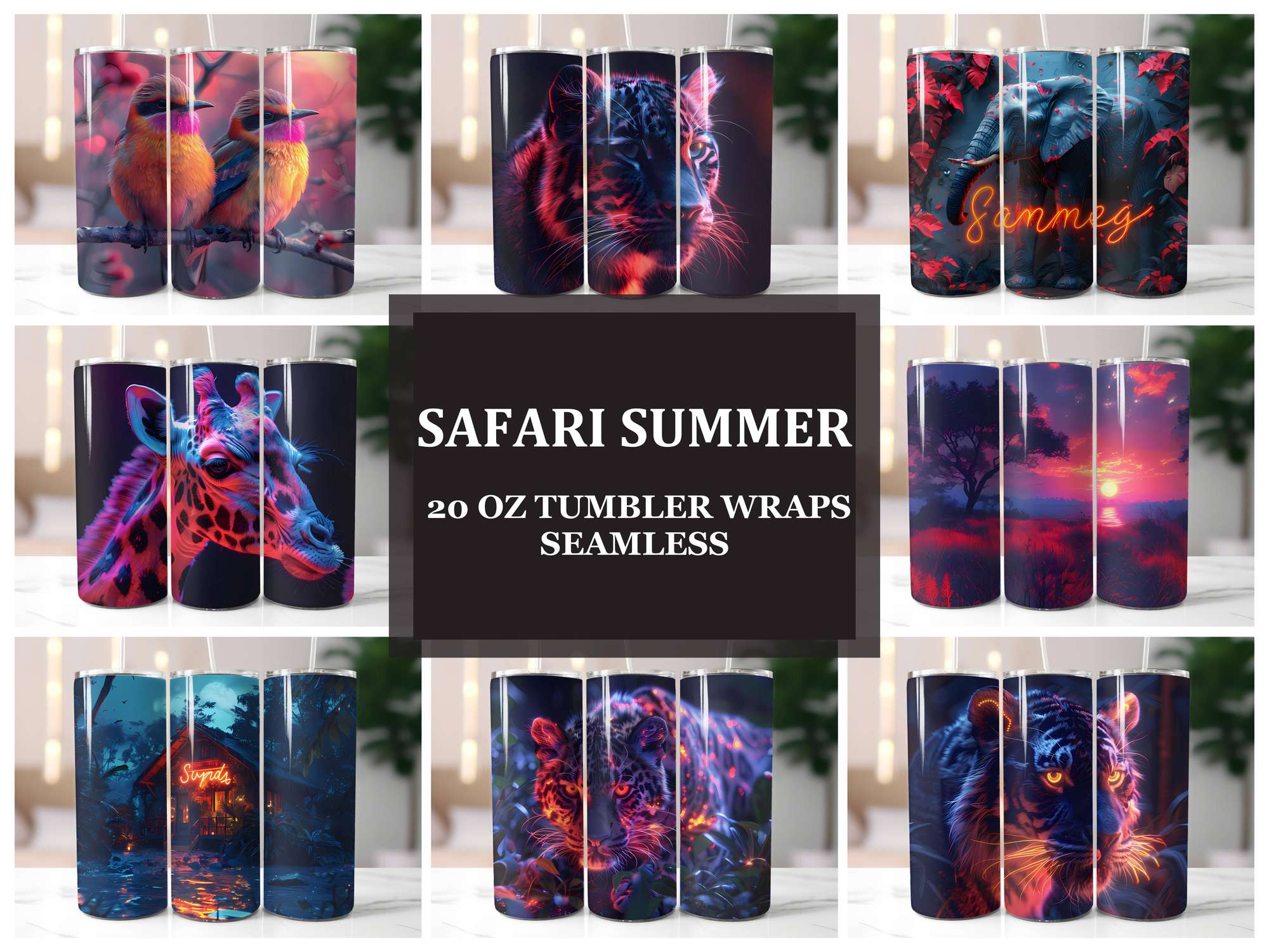 Safari Summer 4 Tumbler Wrap - CraftNest - Digital Crafting and Art