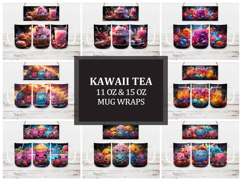 Kawaii Tea 2 Mug Wrap - CraftNest