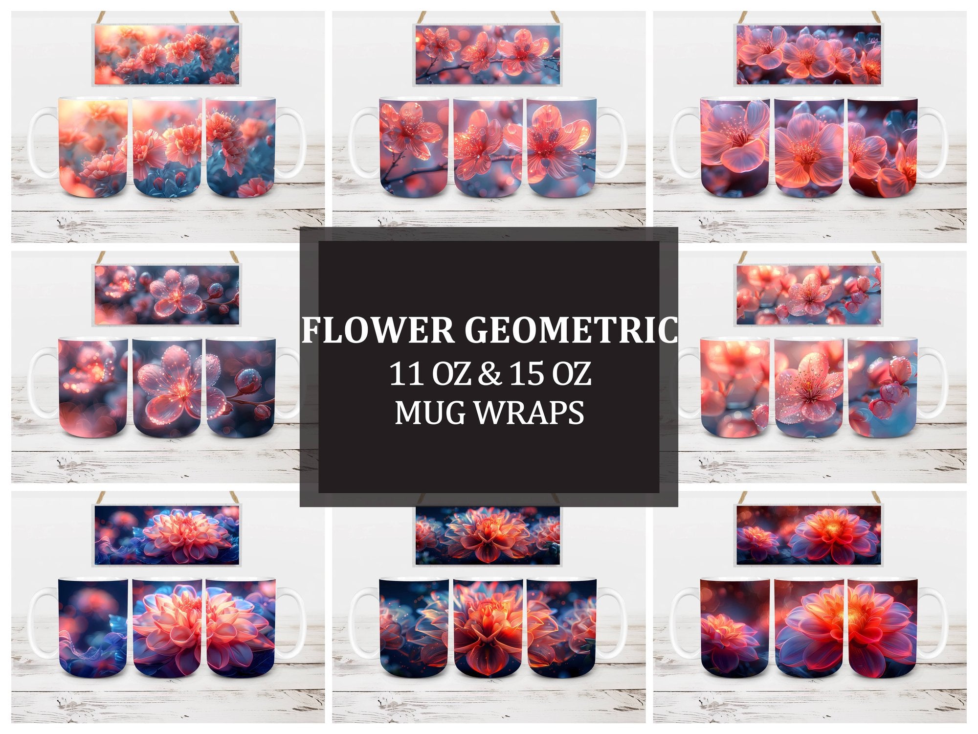 Flower Geometric 2 Mug Wrap - CraftNest