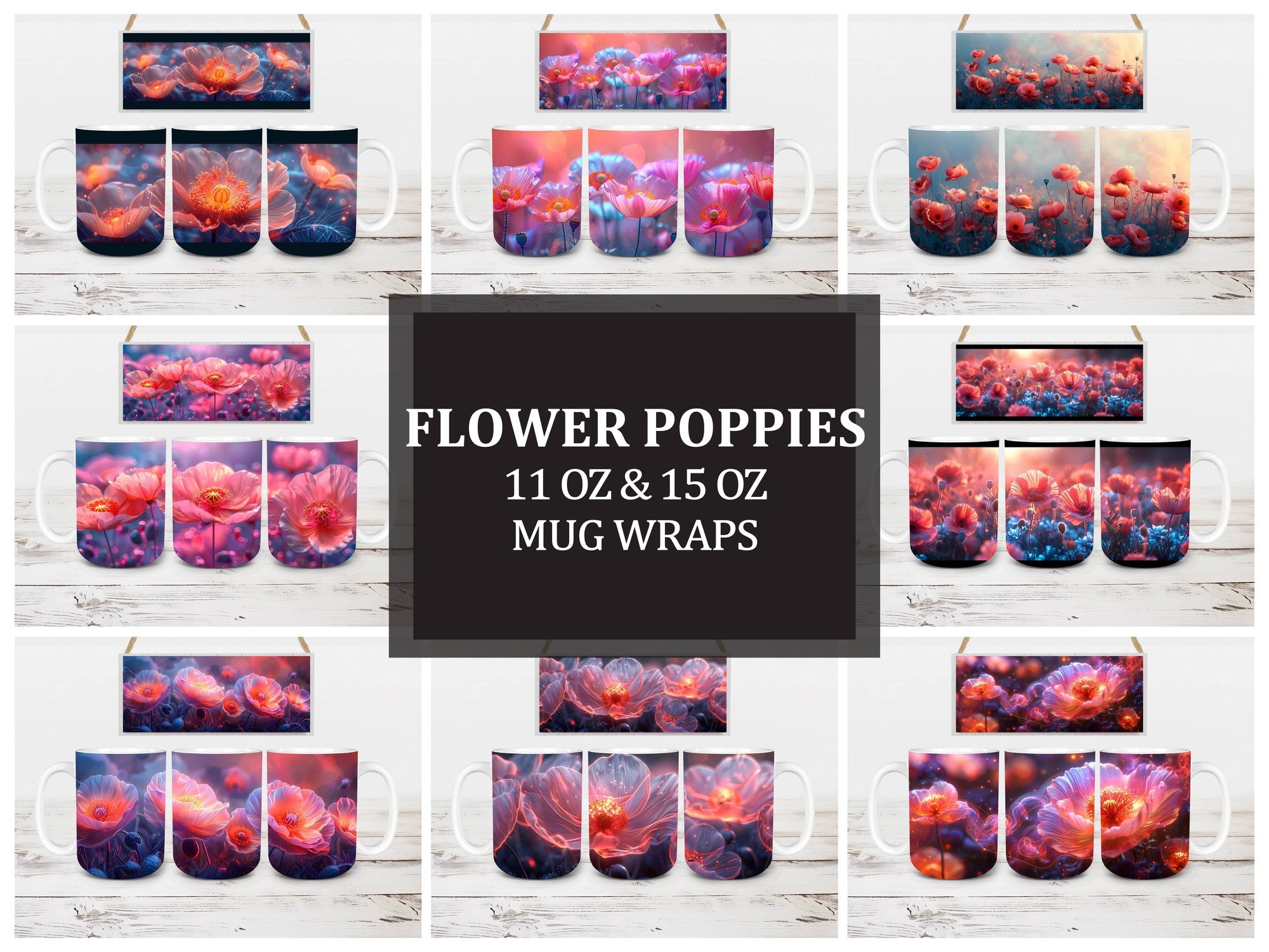 Flower Poppies 8 Mug Wrap - CraftNest