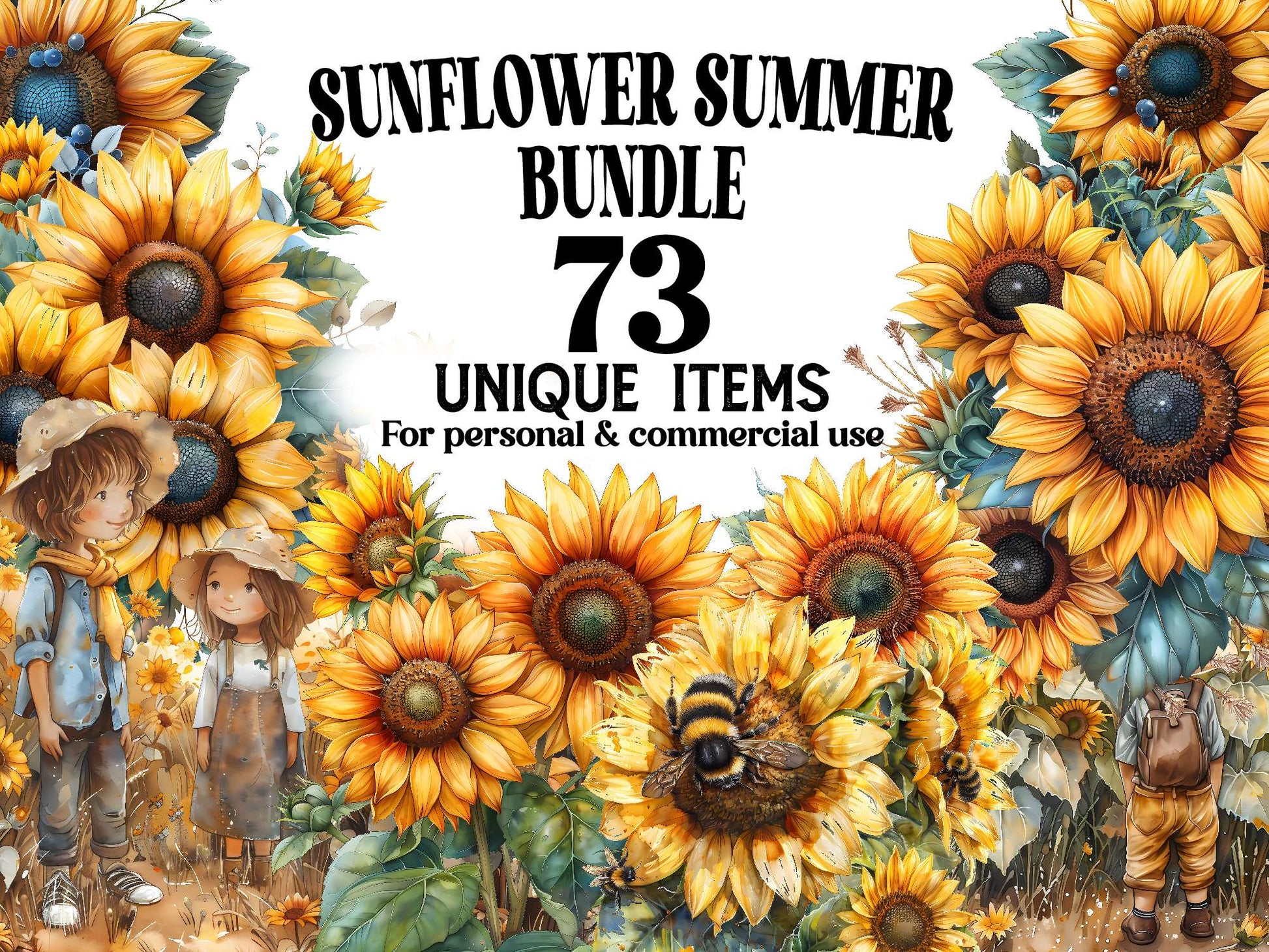 Sunflower Summer Clipart - CraftNest - Digital Crafting and Art